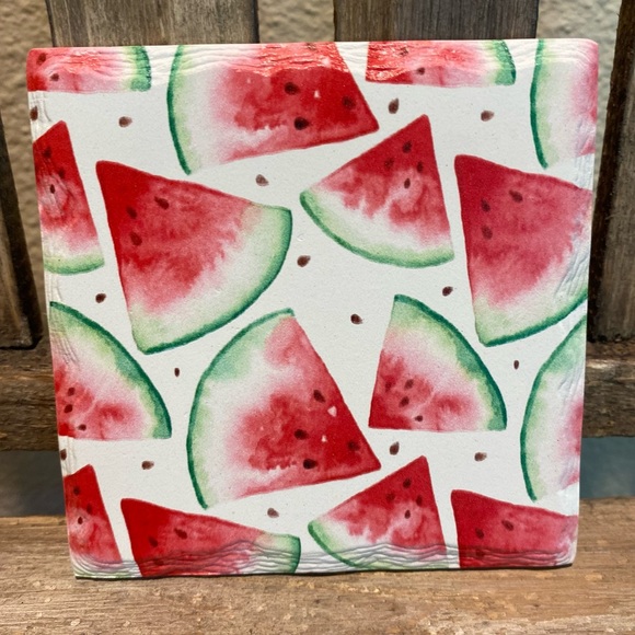 Watermelon Coasters Set of 4, Summer Watermelon Ceramic Square Coasters - Picture 6 of 13